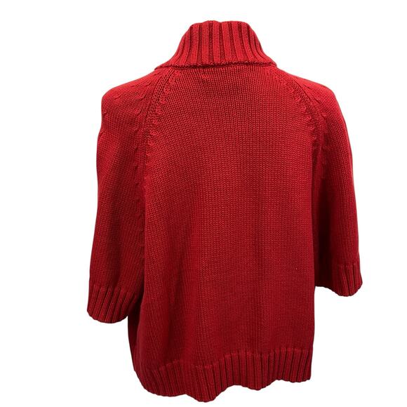 Michael Michael Kors Cotton Red Cardigan Knit Sweater Short Sleeves Button 1X - Picture 3 of 10